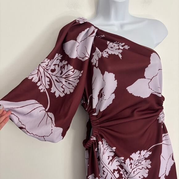 NWOT ASOS One Shoulder Midi Dress Romantic Avant Garde Wedding Guest 12 - Picture 3 of 8